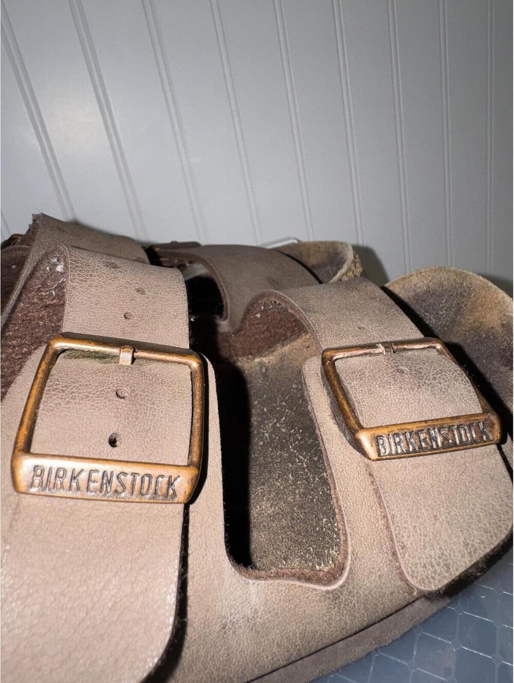 Birkenstock Brown Suede Adjustable Buckle Sandals - Picture 3 of 6
